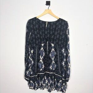 Free People Down By the Bay Tunic Diamond Boho Tunic Top Small Cottagecore Flowy